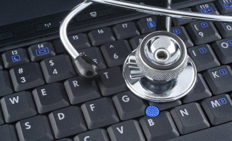 Stethoscope and keyboard